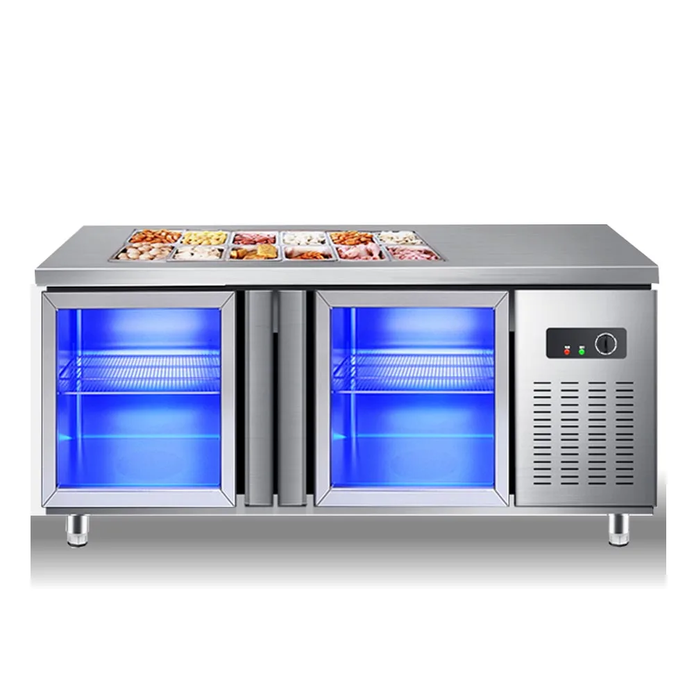 

Commercial Counter Top Salad Bar Counter Display Refrigerator Pizza Prep Table Refrigerator Restaurant Equipment