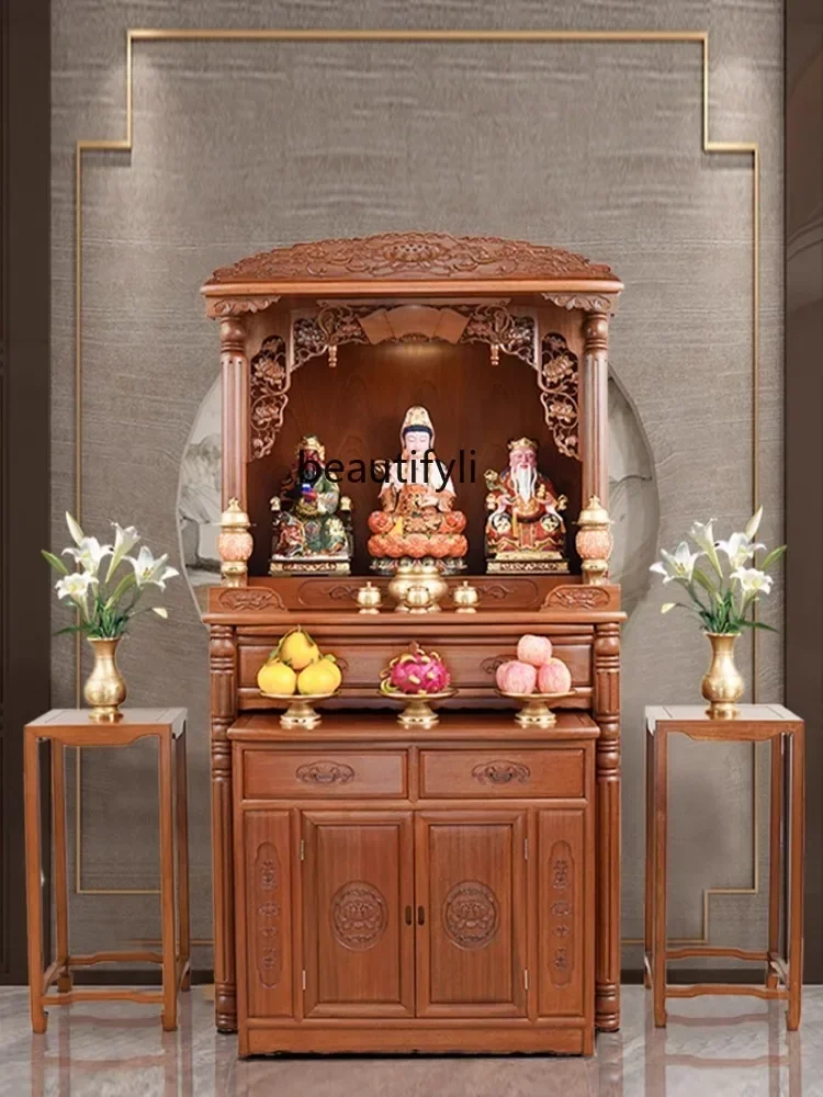 Buddha Niche Altar Small Household Chinese Style Clothes Closet God of Wealth Cabinet Modern Light Luxury Solid Wood Simplicity