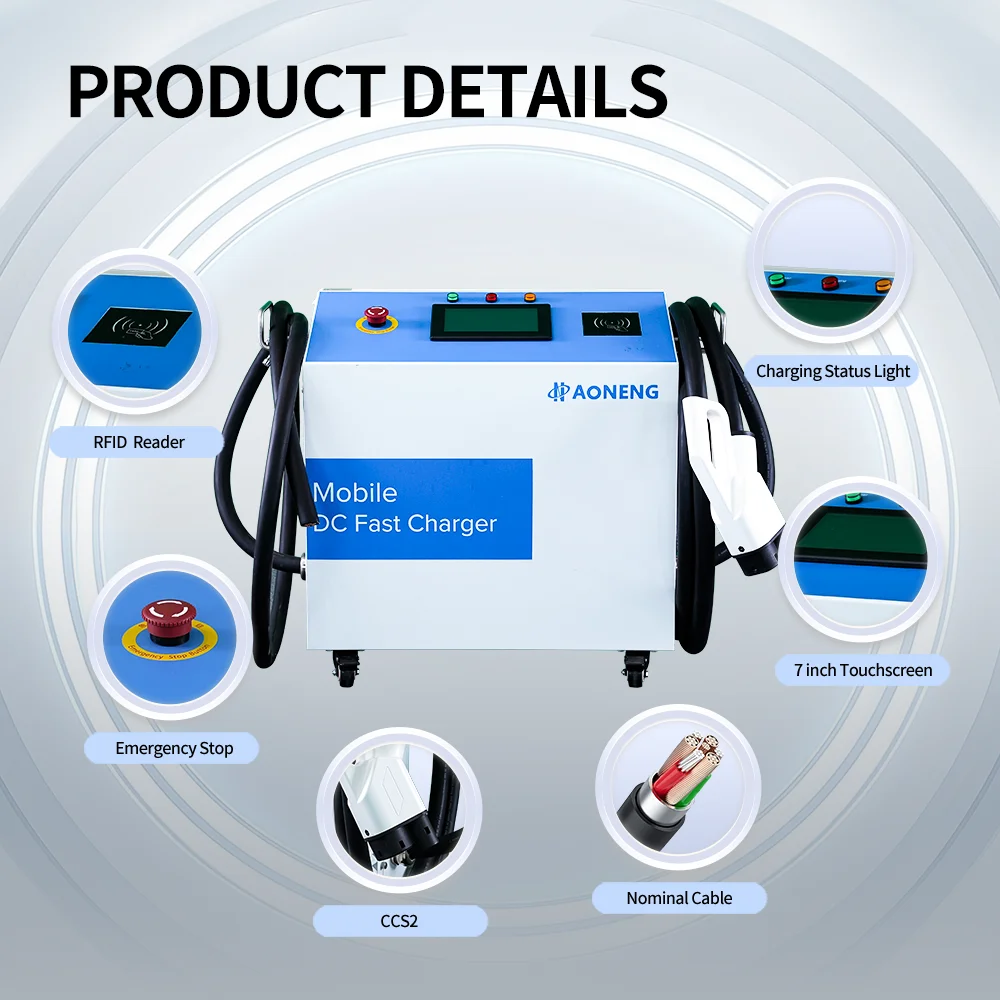 Emergency Portable 30kw DC Charging Station Mobile CCS COMBO 2 OCPP 1.6J CB CE UL EV UPS Charger with Battery