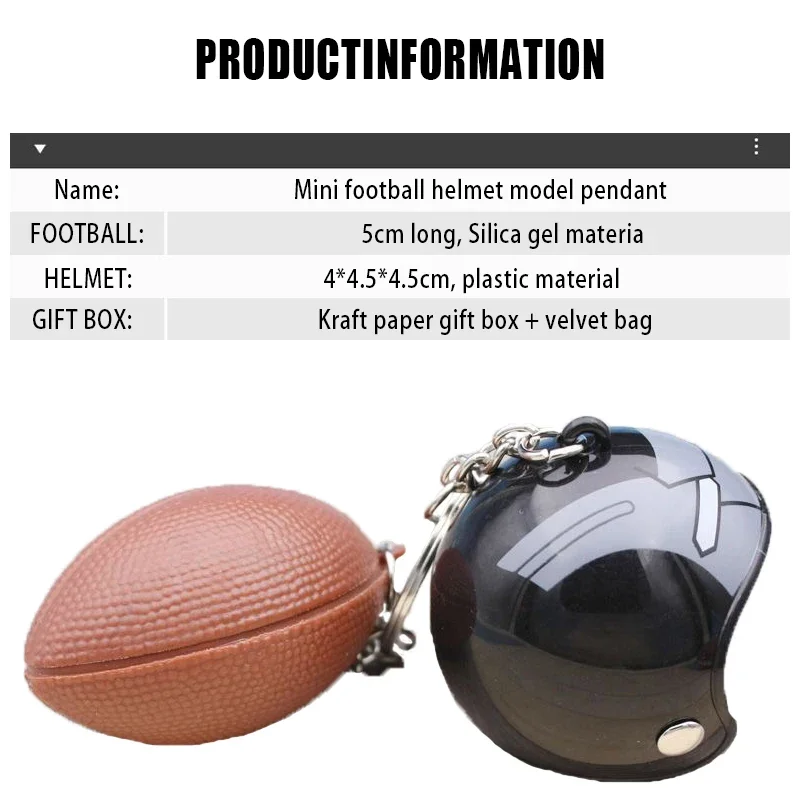 Mini Rugby Keychain American Football Pendant Helmet Keychain Rugby Pendant Sports Party Team Souvenir Athletes Rewards Favors