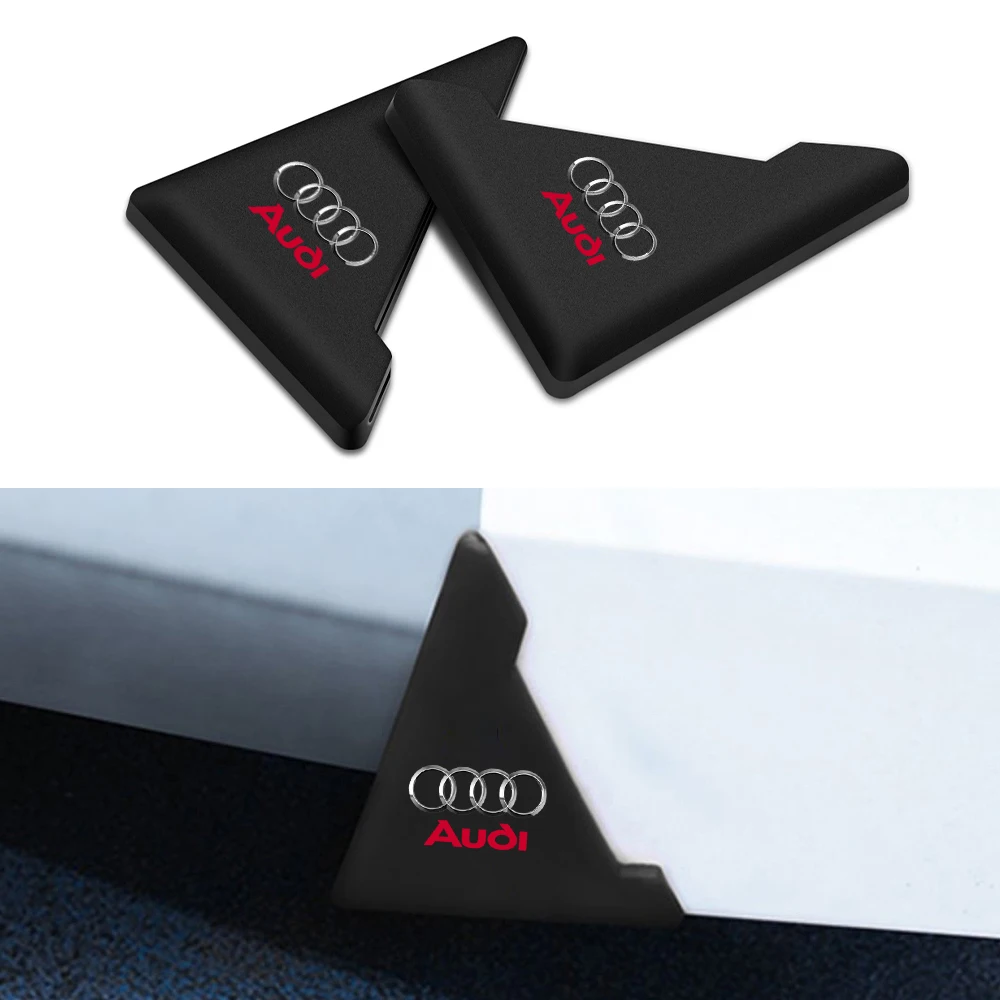 2/4PCS Car Door Corner Anti-collision Covers Silicone Anti-Scratch Protector Decal Valve Cap For Audi Sline S1 A2 S4 B5 A6 B7 RS