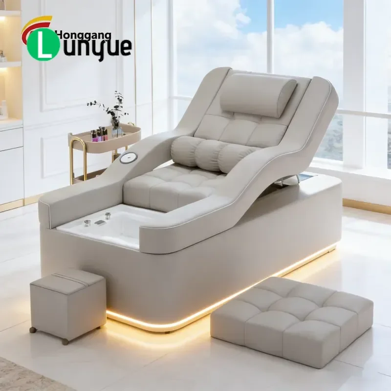 Luxury Electric Shampoo Bed Chair with Foot Rest Massage Function for Hair Washing Beauty Spa Furniture Comfortable