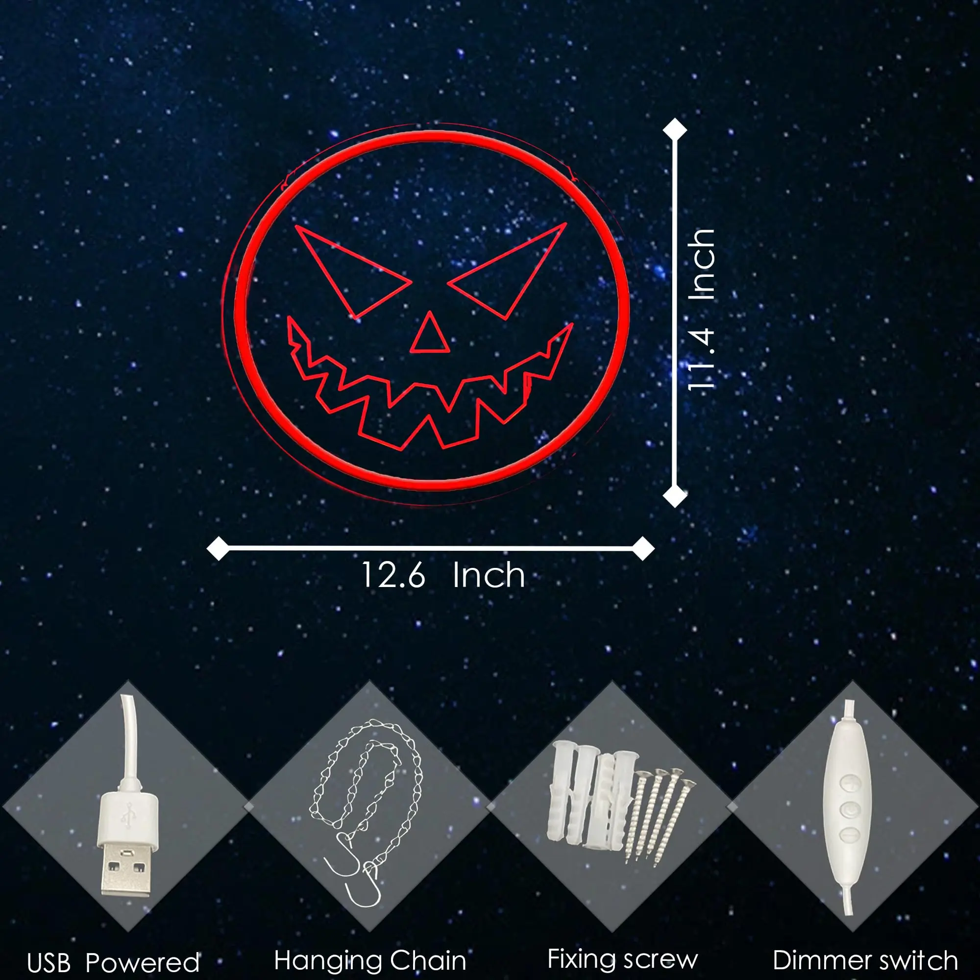 Letrero de neón con cara de fantasma y calabaza para Halloween, luz LED regulable, decoración de pared para fiesta, sala de juegos, cueva de hombre, sala de juegos, Bar, regalos de Halloween