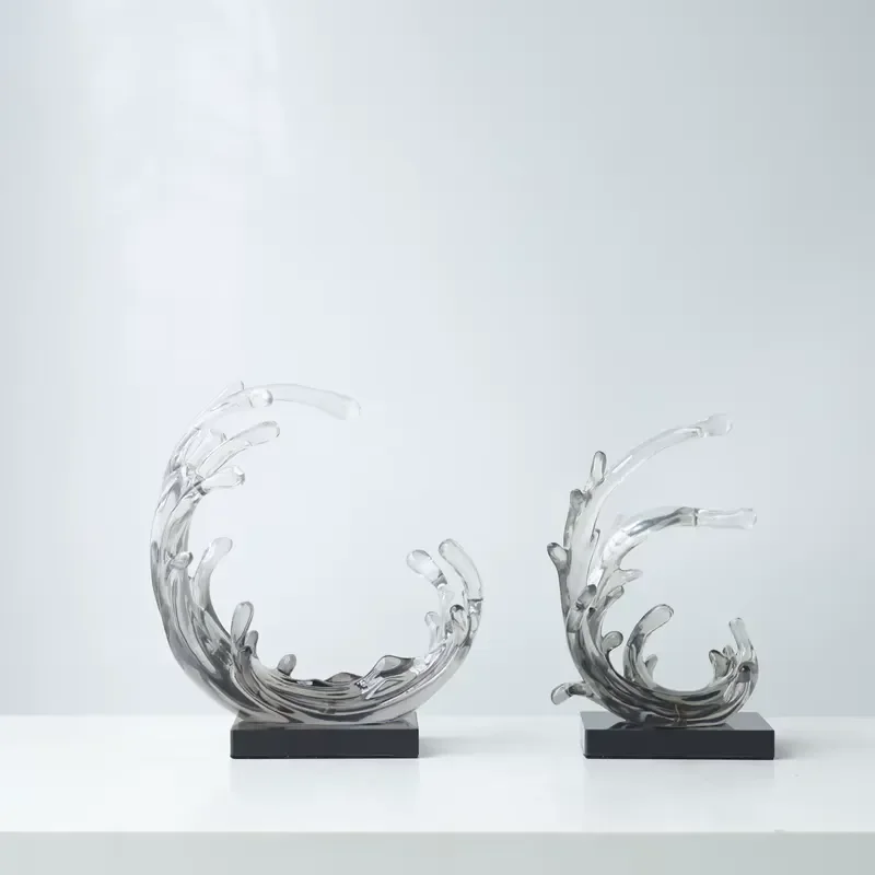 Nordic Wave Sculpture Modern Desktop Decoration Elegant Business Craft for Indoor Dining Table Home Office Art Ornament
