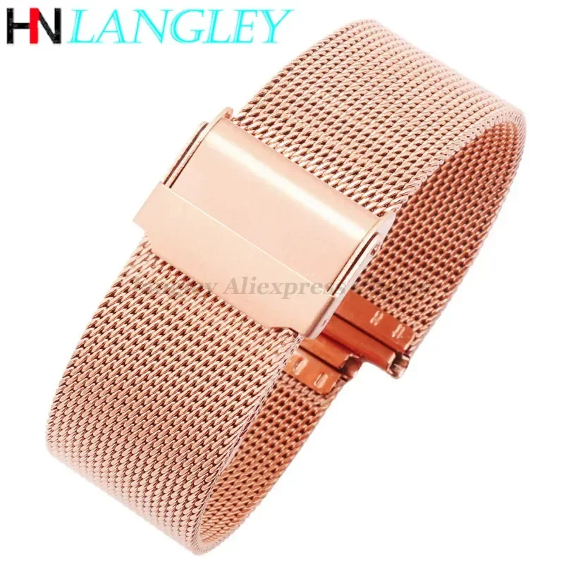 العالمي Milanese حزام (استيك) ساعة ل DW 12 مللي متر 14 مللي متر 16 مللي متر 17 مللي متر 18 مللي متر 20 مللي متر 21 مللي متر 22 مللي متر 24 مللي متر الفولاذ المقاوم للصدأ حزام الفرقة 0.6 شبكة أساور