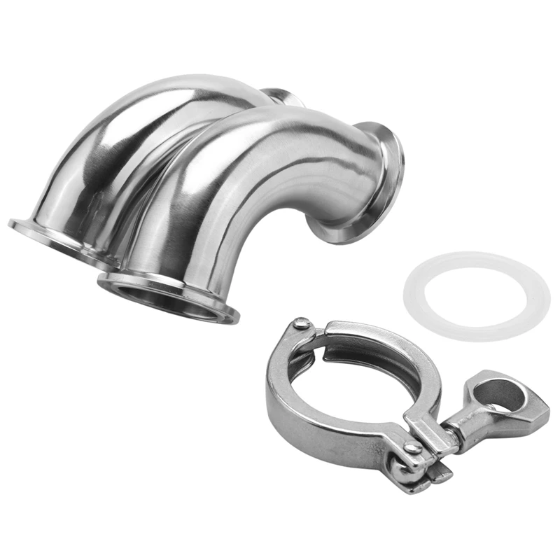 

304 Stainless Steel Elbow Sanitary Fitting 38Mm Pipe OD Feerule + Tri Clamp + Silicon Gasket