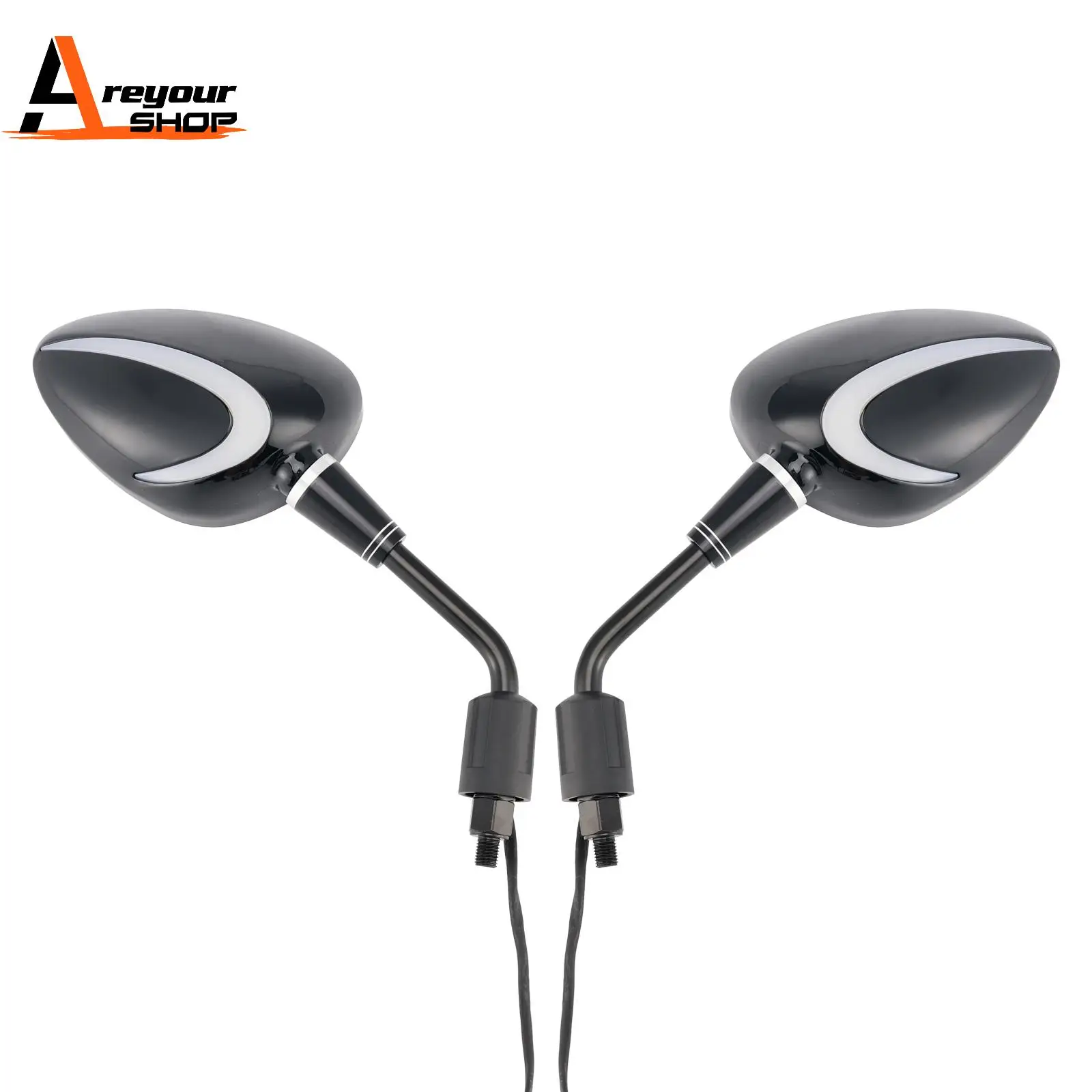 

Black LED Turn Signal Mirror Pair 10mm Right-hand threading for Piaggio Vespa