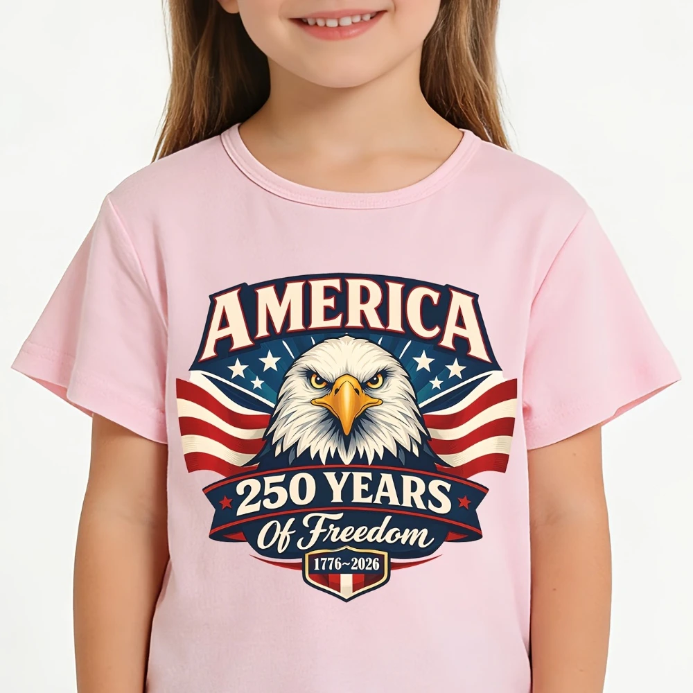 AMERICA 250 YEARS of Freedom Tshirt Bald Eagle Creative Design Children Shirt Boys and Girls July 4th Independence Day T-shirt