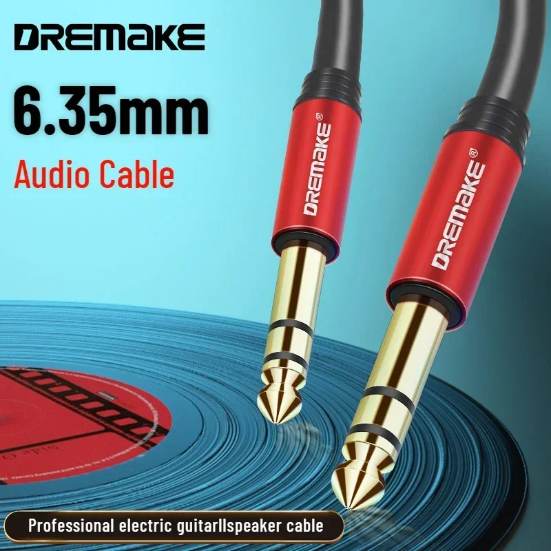 DREMAKE Guitar Cable Jack 6.5mm 6.35mm 1/4Inch Male To Male Bass Keyboard Instrument Cable for Electric Mandolin Pro Audio