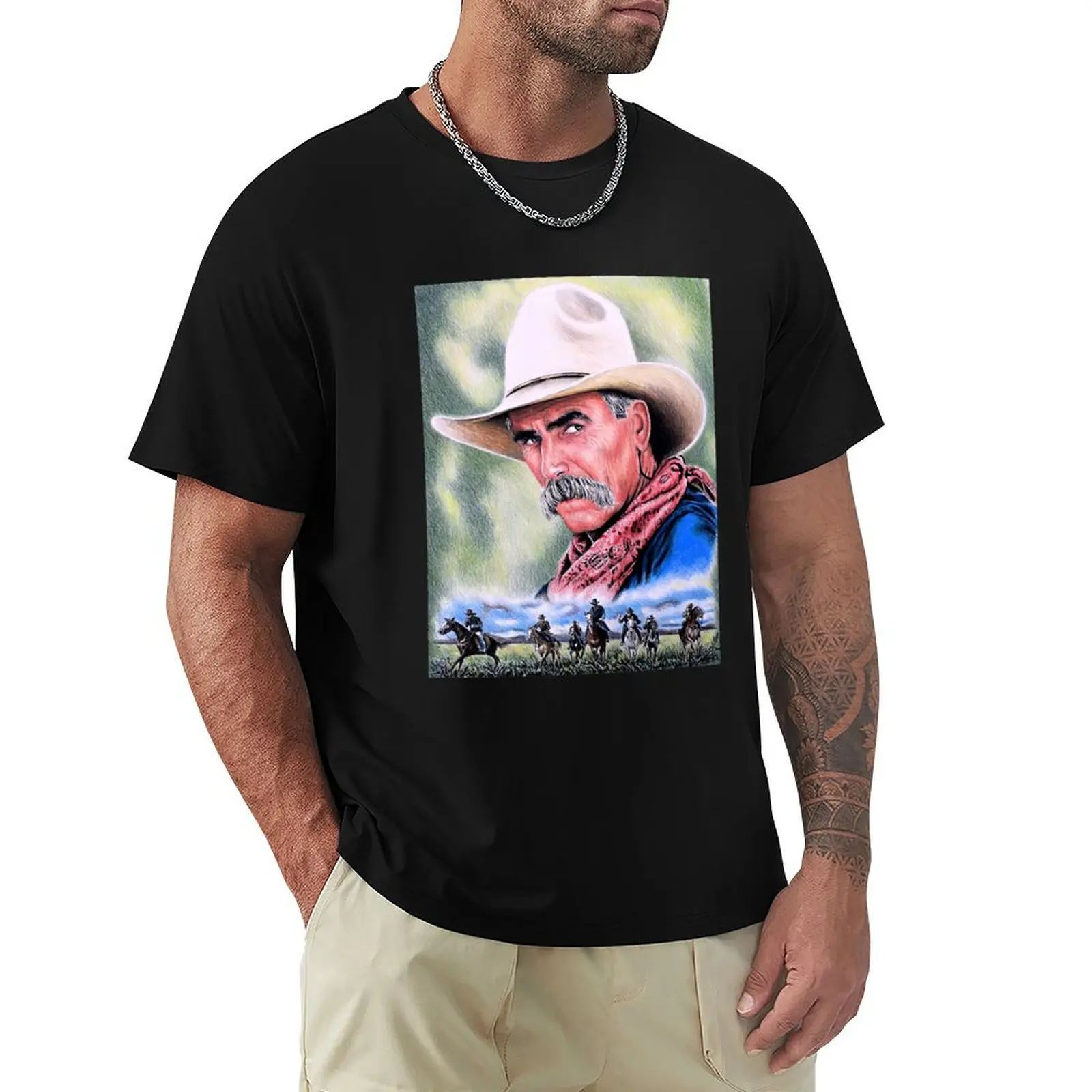 Sam Elliot Actor Received Many National Awards Golden Globe Academy Cowboy Music T-Shirt Creative Graphic Tee Shirt