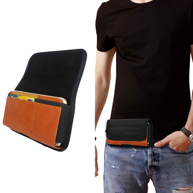 

Phone Bag For Samsung galaxy S25 S24 S23 S22 S21Plus S24FE iphone16 15 14 13 12 Case Belt Clip Holster Oxford cloth Card Pouch