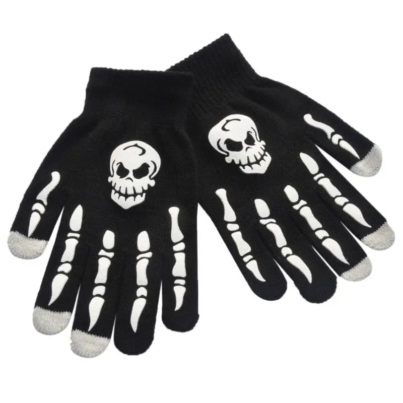 Guantes Unisex para adultos y niños, guantes con dedos completos para ciclismo de invierno, calavera de terror para Halloween, garra, esqueleto,