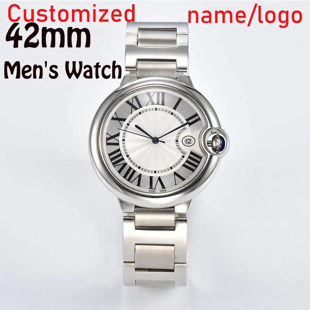 

custom Watch custom logo 42mm Watch Mens Watch Miyota8215 automatic Movement Stainless Steel Case Waterproof Watch