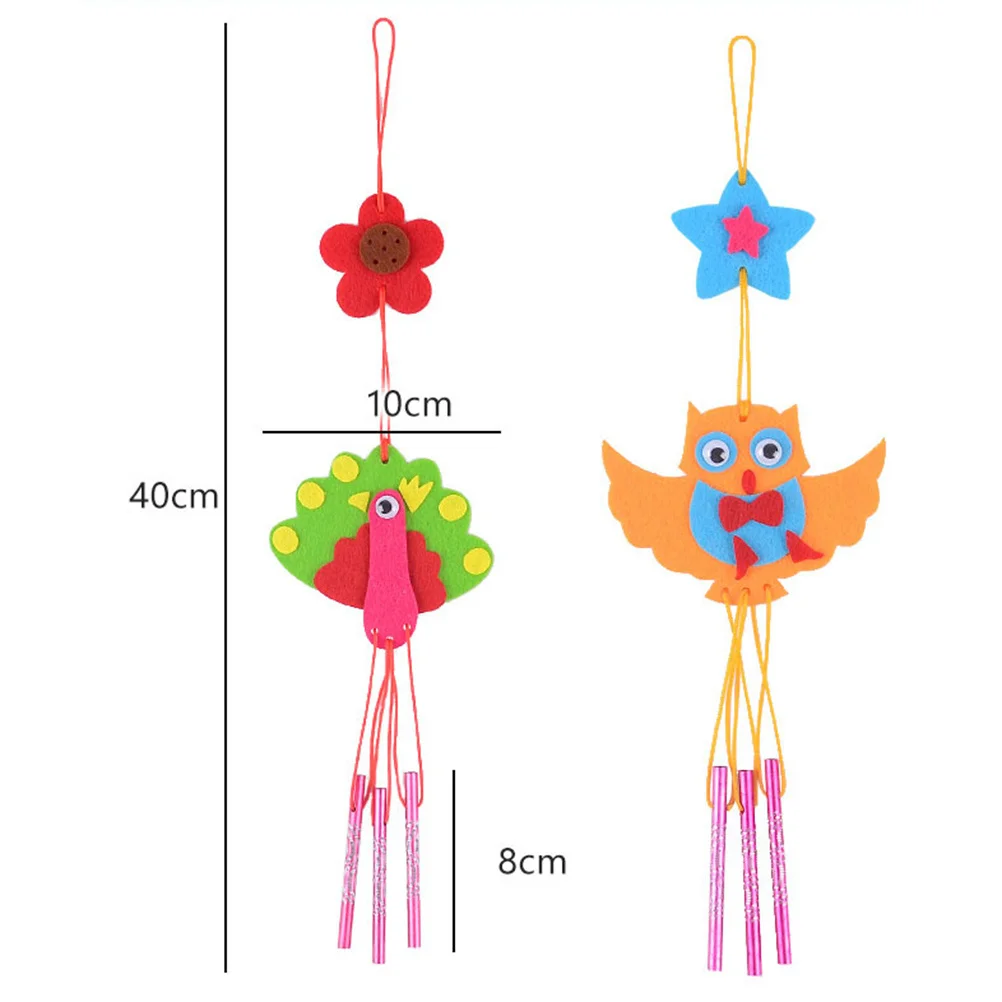Kit de Material de campana de viento DIY para niños, colgante de carillón de viento de dibujos animados, decoración colgante hecha a mano, cultivo creativo artesanal, 6 uds.