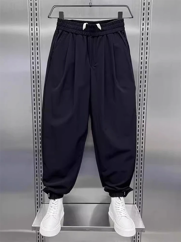 

Свободные шаровары из ледяного шелка, мужские летние тонкие брюки-шаровары в американском стиле ретро Harlan с девятью точками, Qui Dry Youth Active Sle, свободная посадка