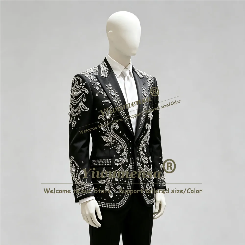 Exclusive Suit Men 2 Piece Set Jewelry Stones Ornament Single Breasted Groom Tuxedos Customized Man Outfit свадебное платье 2026