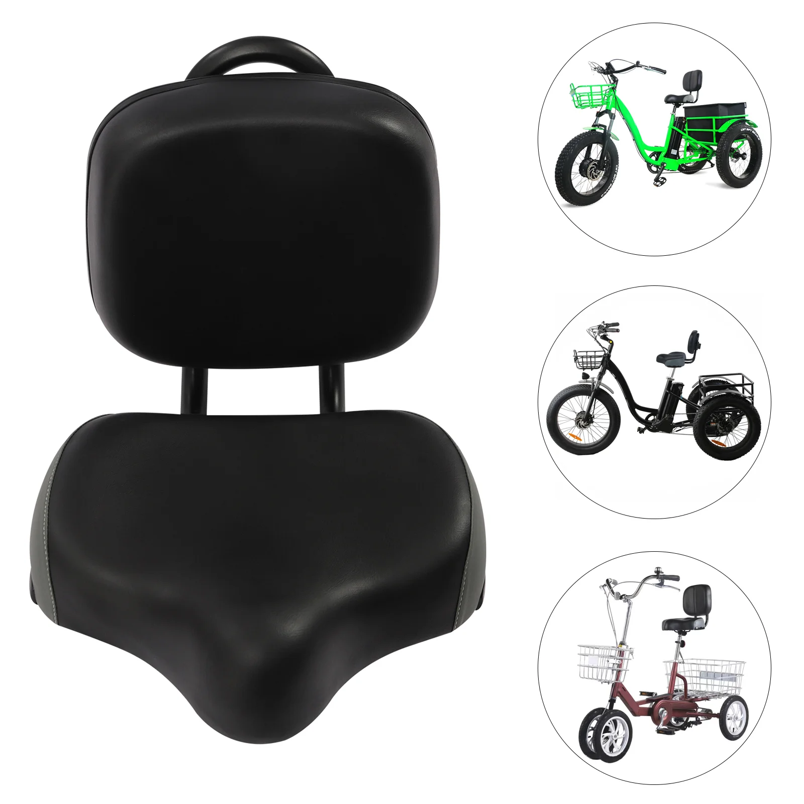 

Bike Saddle with Backrest Replacement Soft Back Rest PU Cushion for Mountain Bike Tricycle Commuter Bike