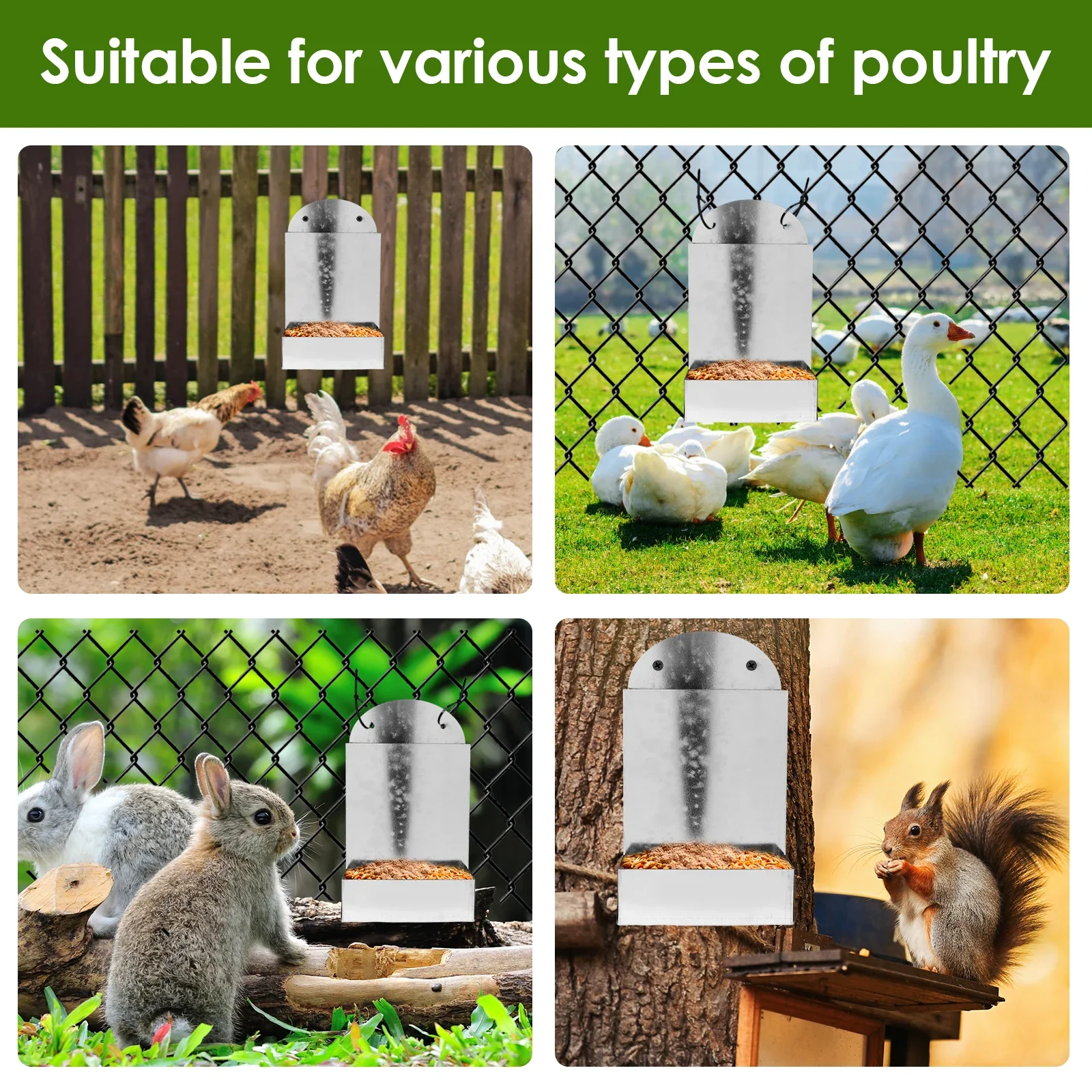 الدجاج المحار شل المغذية المعدنية حصى الدجاج و المحار قذيفة المغذية معلقة مزرعة حصى موزع تغذية الدواجن الملحقات #6