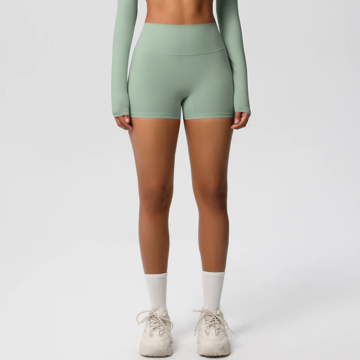Damen-Sportshorts, Yoga-Shorts, nacktes Gefühl, hohe Taille, Yoga-Shorts, Push-Up, Fitness-Leggings, Bauchkontrolle, Yoga, schmale Shorts – Detail 17