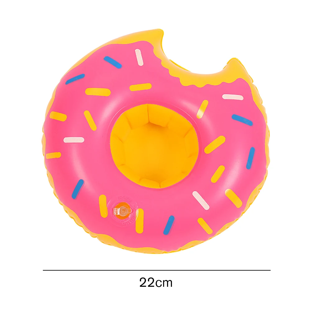 Donut Floating Coasters Multicolor Cartoon Donuts Cup Cushion Portable Inflatable Circle Coasters Swimming Pool Party Decor