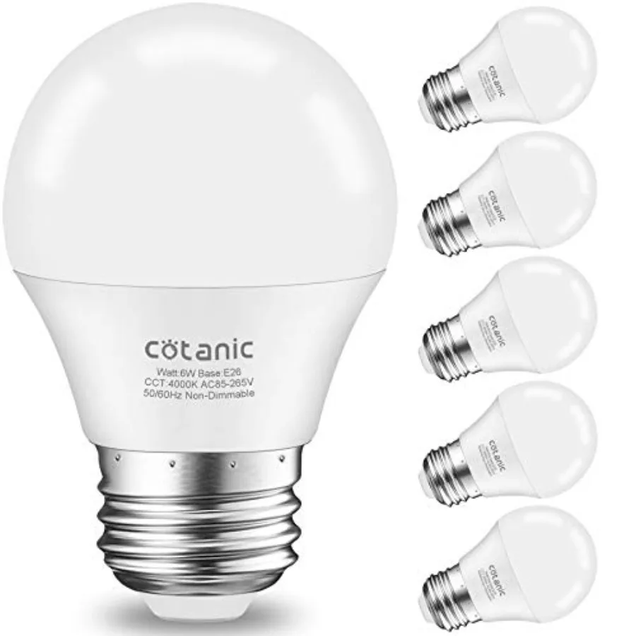 A15 LED Bulb, Ceiling Fan Bulbs 6W 60W Equivalent,, E26 Standrad Base Light, 600lm, CRI 80+ LED Globe Shape Bulb, Non-Dimmable,