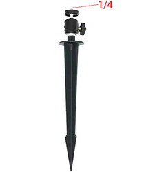 Aluminum Lightweight Camera Ground Stake Spike Tripod Mount w/ 1/4'' - 20 Ball Head for Gopro, Trail Cameras and Smartphones,