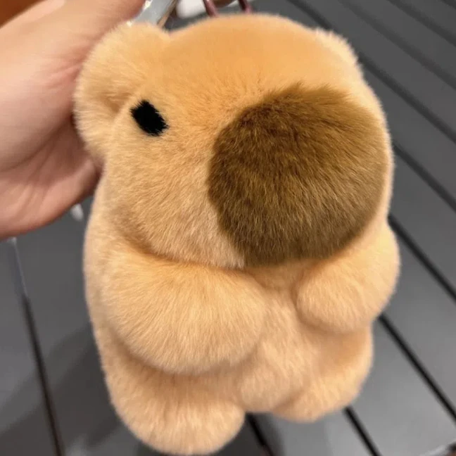 Lontra pele de coelho capivara pingente de pelúcia pendurado simulação capivara chaveiro de pelúcia fofinho ornamento capivara plushie boneca mochila