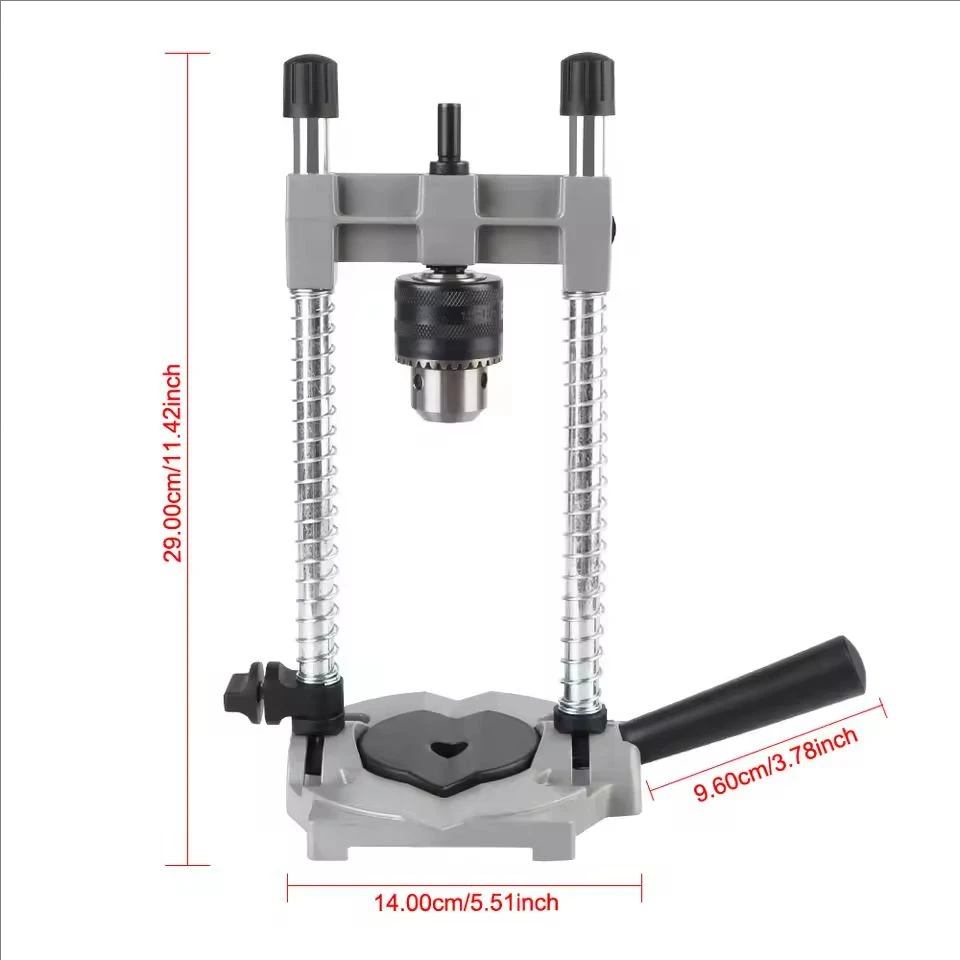 Aluminum Base Steel Column Adjustable Drill Stand 0-45 Degree Angle for Woodworking Power Tool Multi-Functional Repair Tools
