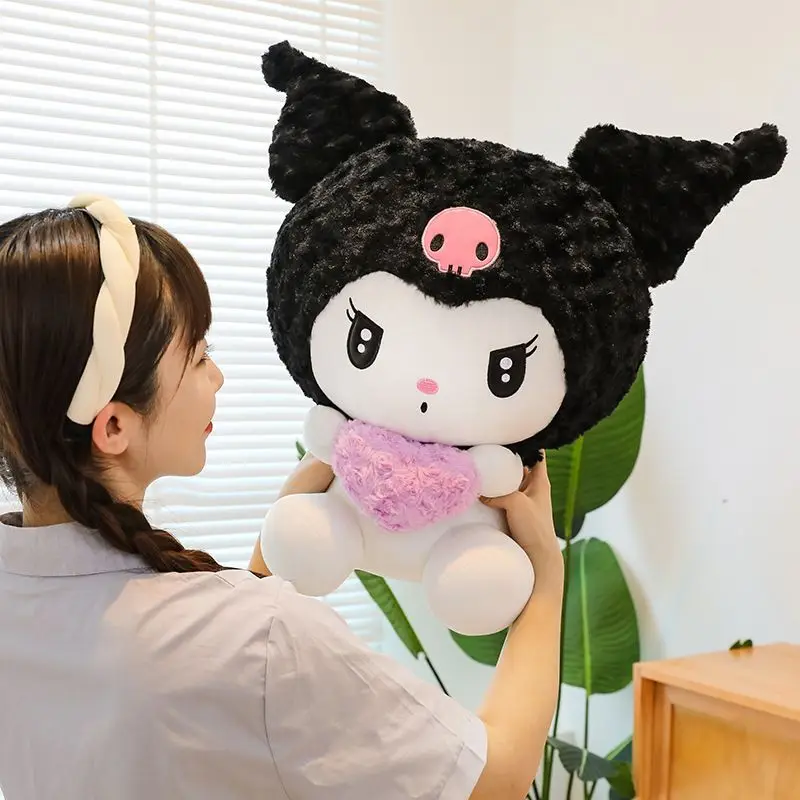 Kuromi Kawaii Sanrio niños encantadores juguetes de peluche de dibujos animados muñeca sofá tiro almohada decoración de la habitación cumpleaños regalo de Navidad para niños
