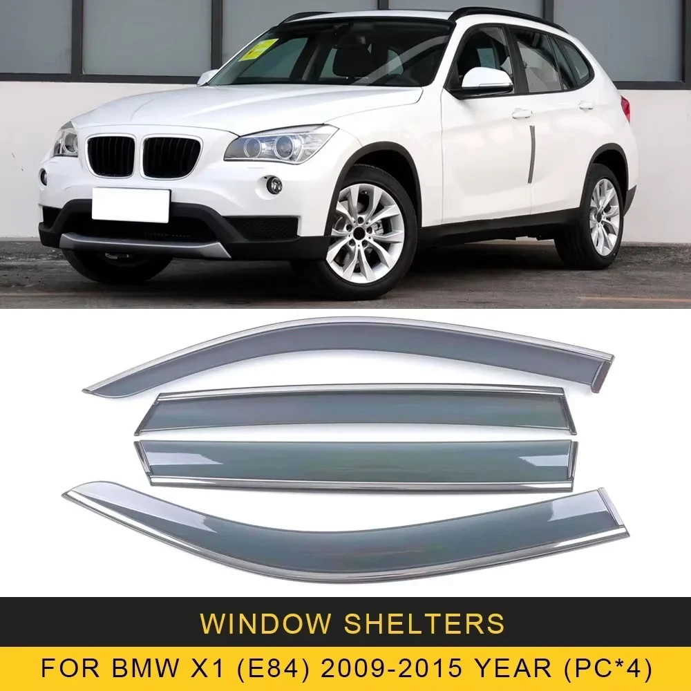 

Chrome Strips Rain Guards for BMW X1 (E84) 2009-2015 Window Visor Wind Deflectors Door Visor Vent Shades Ventvisor