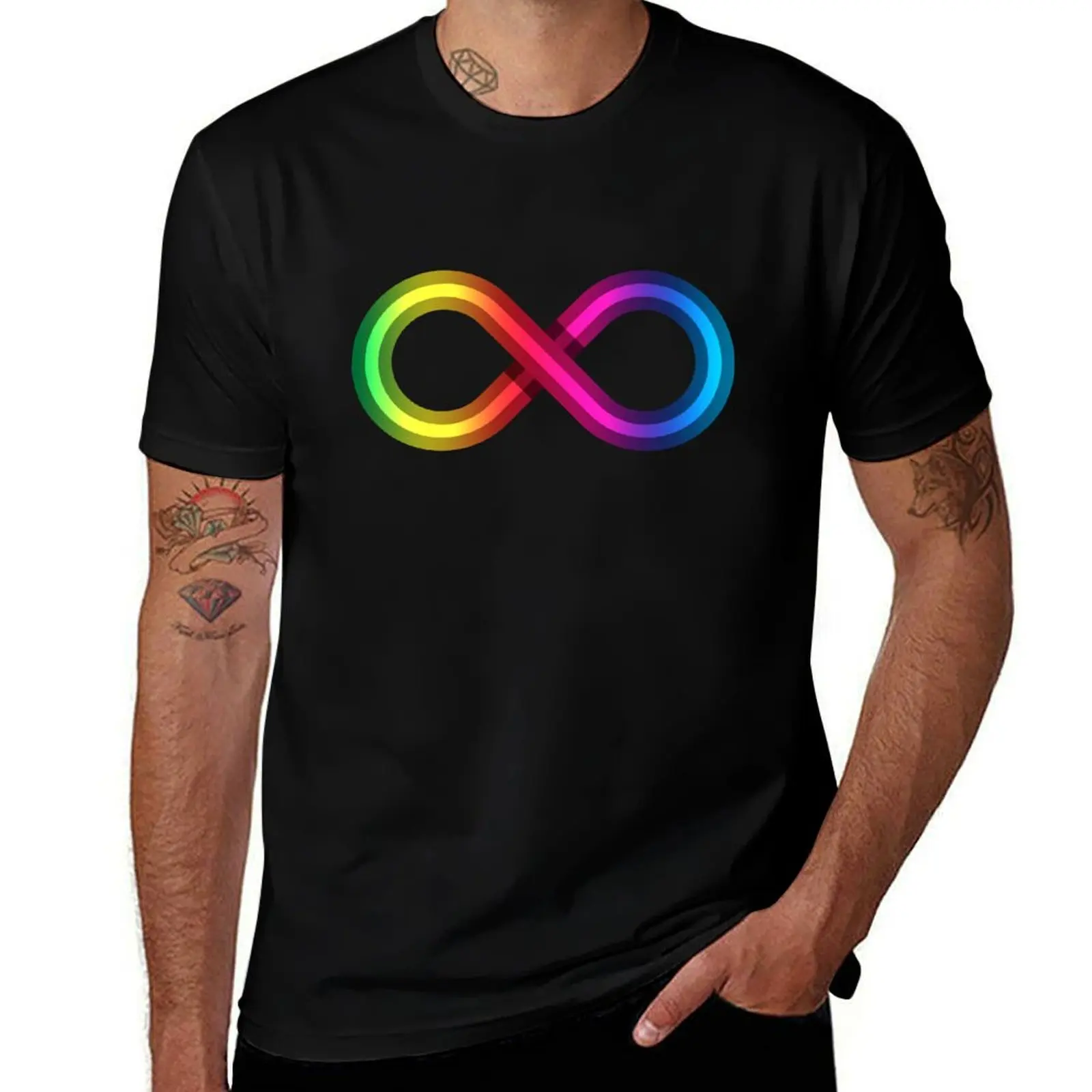 

Neurodiversity Rainbow Infinity Knot T-Shirt man t shirt oversized baggy shirts summer clothes men clothings