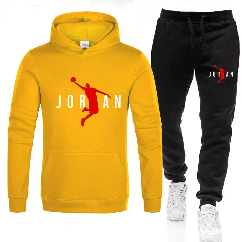 2025 men's fashion pullover hoodie + sweatpants two-piece autumn and winter clothing fitness jogging casual sportswear suit