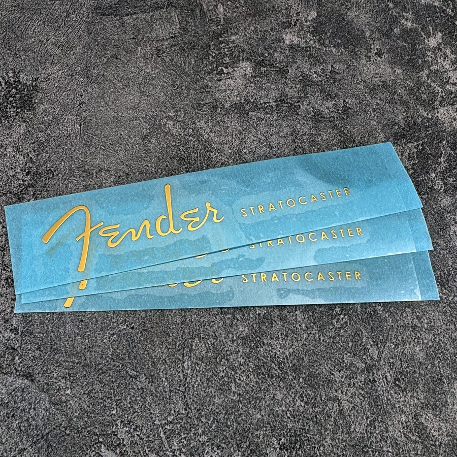 3 piezas de pegatina con logotipo de guitarra de Metal dorado rub-on seco para guitarra ST bien