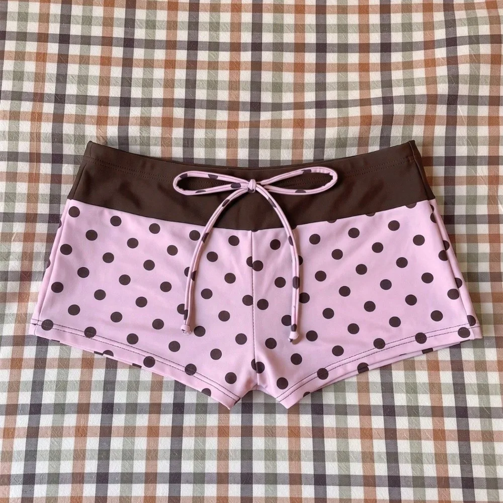 Fashion Polka Dot Halter Bikini Set Low Waist Deep V Summer Beachwear Lace-up Patchwork Women Swimsuits Vacation