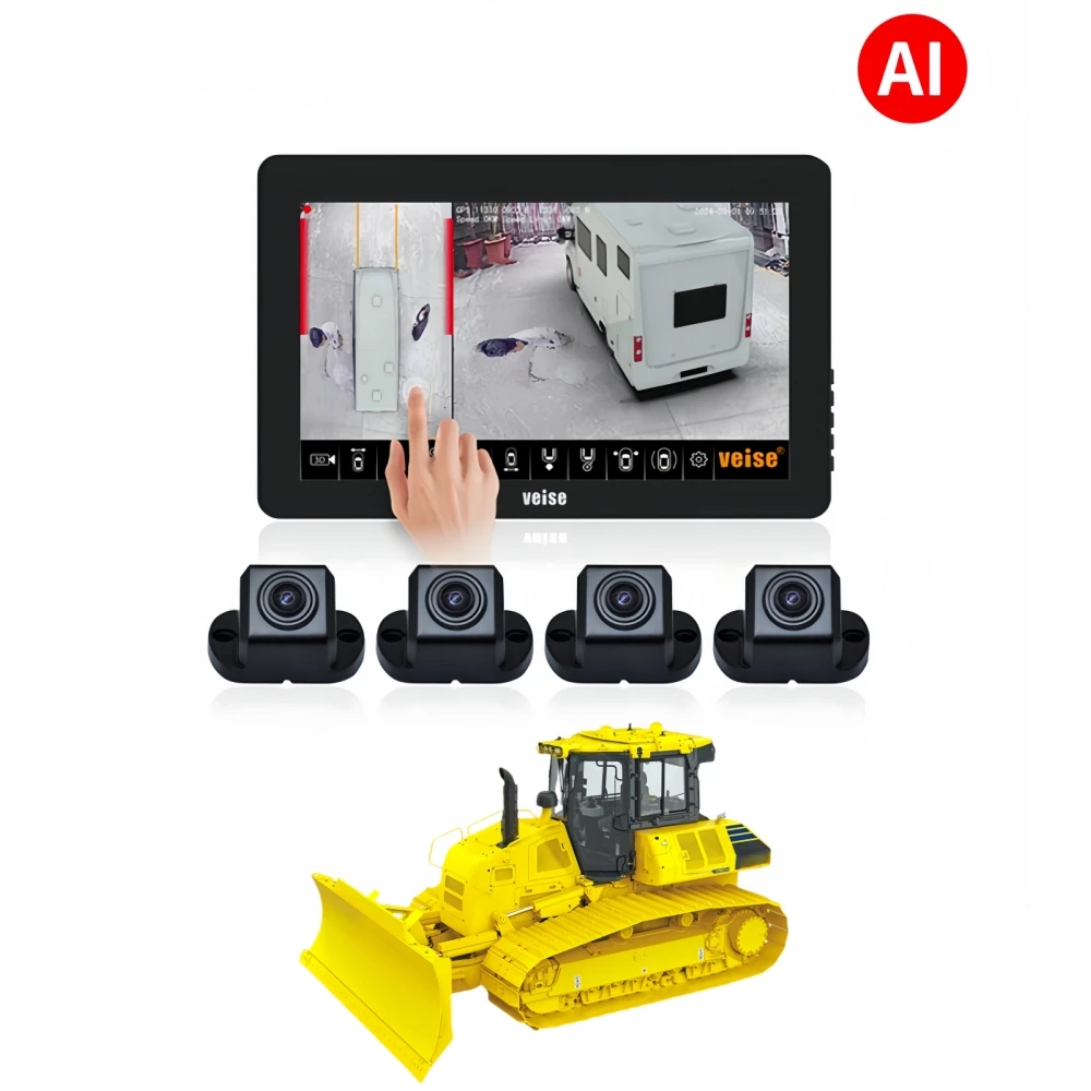 

360 All Around View Construction Vehicle Backup Camera System For Wheel Loader Bulldozer Mining Truck Dump Truck Crane