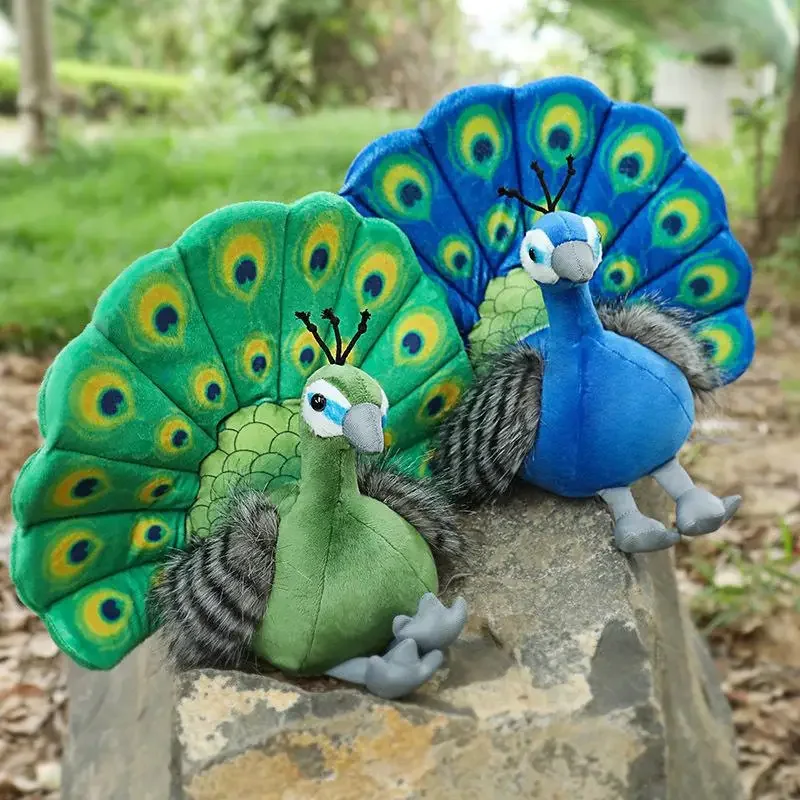 

Cute Simulation Green Peacock Plush Toy Blue Peacock Doll Decorative Ornament Gift Bird Doll Zoo Souvenir Ornament Photo Props