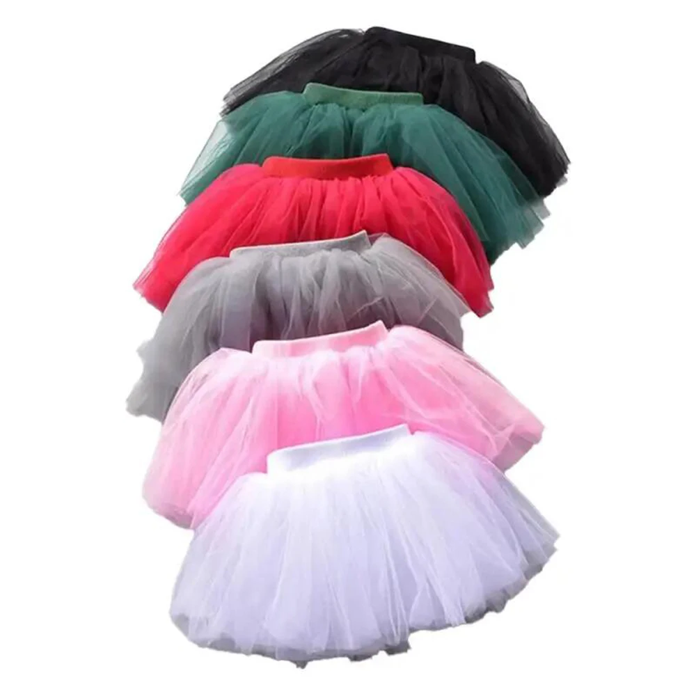 Xmas Girls Ballet Dance Tutu Skirts Kids Fluffy  Soft Mesh Tulle Skirts White /black Elastic Ballet Leotard Skirts