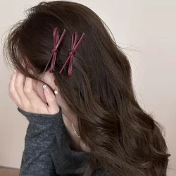 Red Hairpins Hair Clips Synthetic Leather Bowknot Sweet Girls Hair Clips Barrettes Headwear Hairgrips Fashion Hair Accessories