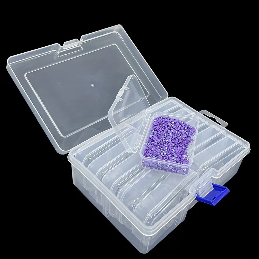 10/19/24/30 Grids DIY Beads Diamond Paint Crafts Transparent Plastic Storage Box, Art Embroidery Jewelry Accessories  Box