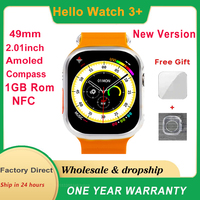 Amoled Hello Watch 3 Plus 1GB ROM Smart Watch 49mm Compass NFC Bluetooth Call 173 Sport Modes Hello Watch 3 Smartwatch Men Women