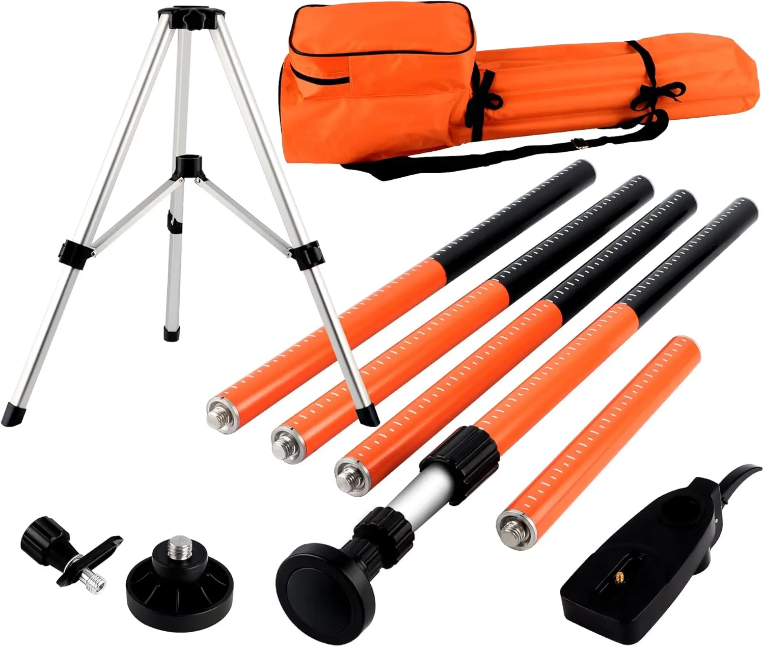 

12Ft Telescoping Laser Level Pole with Tripod, 1/4-20 & 5/8-11 Mount, Adjustable