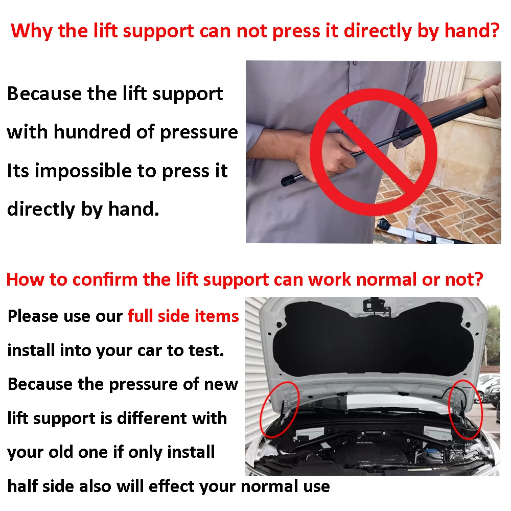 Front Hood Lift Supports Shock Struts for Bentley Continental 2004 2005 2006 2007 2008 2009 2010 2011 2012 2013 2014 2015-2017