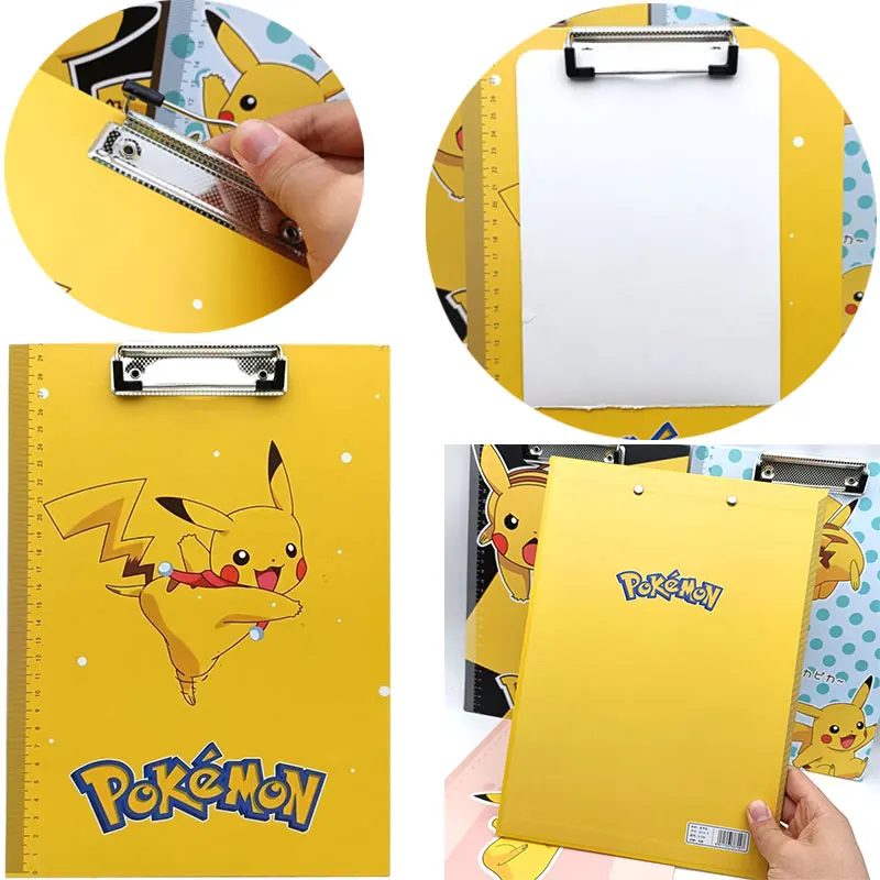 

Pikachu A4 File Folder Clipboard Writing Pad Memo Clip Board Clips Test Paper Storage Organizer School Supply Office Stationary