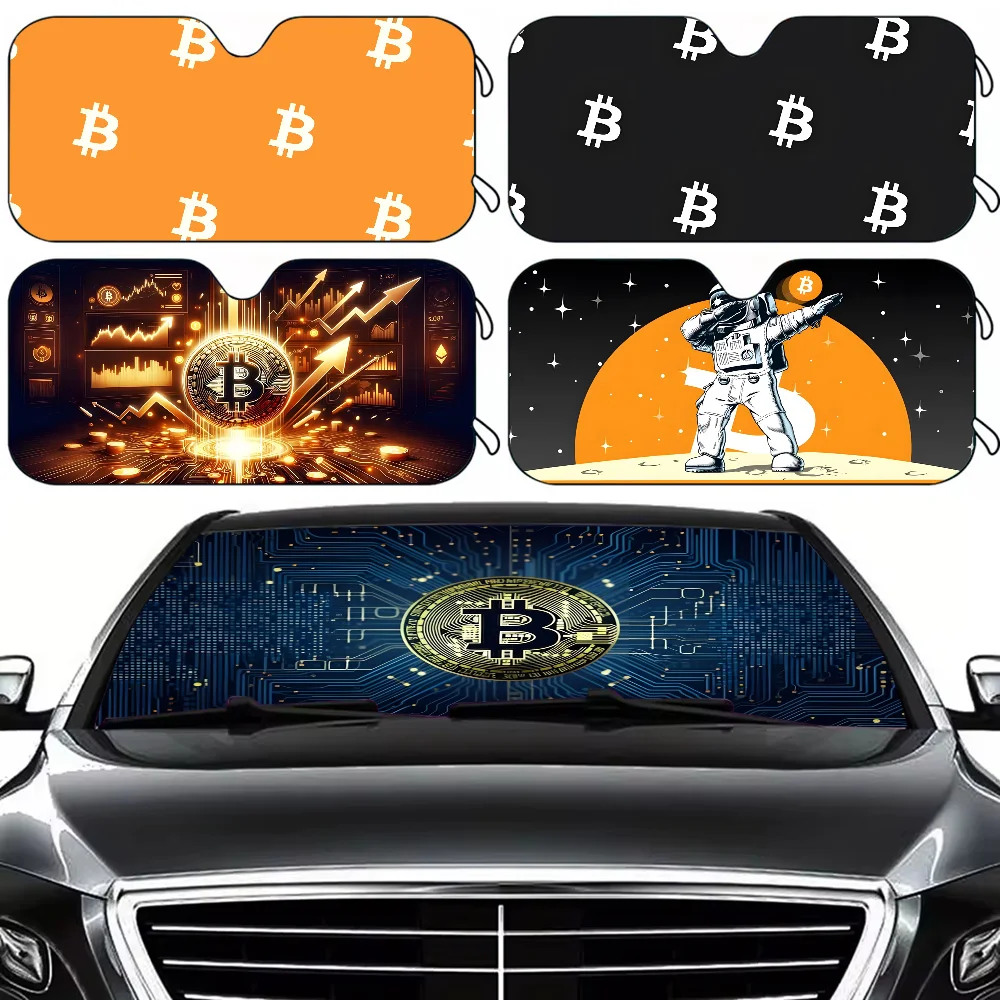 Забавный биткойн-криптовалюта, автомобильный солнцезащитный козырек, летнее ветровое стекло, складная защита от ультрафиолета, теплоблокирующий чехол на лобовое стекло