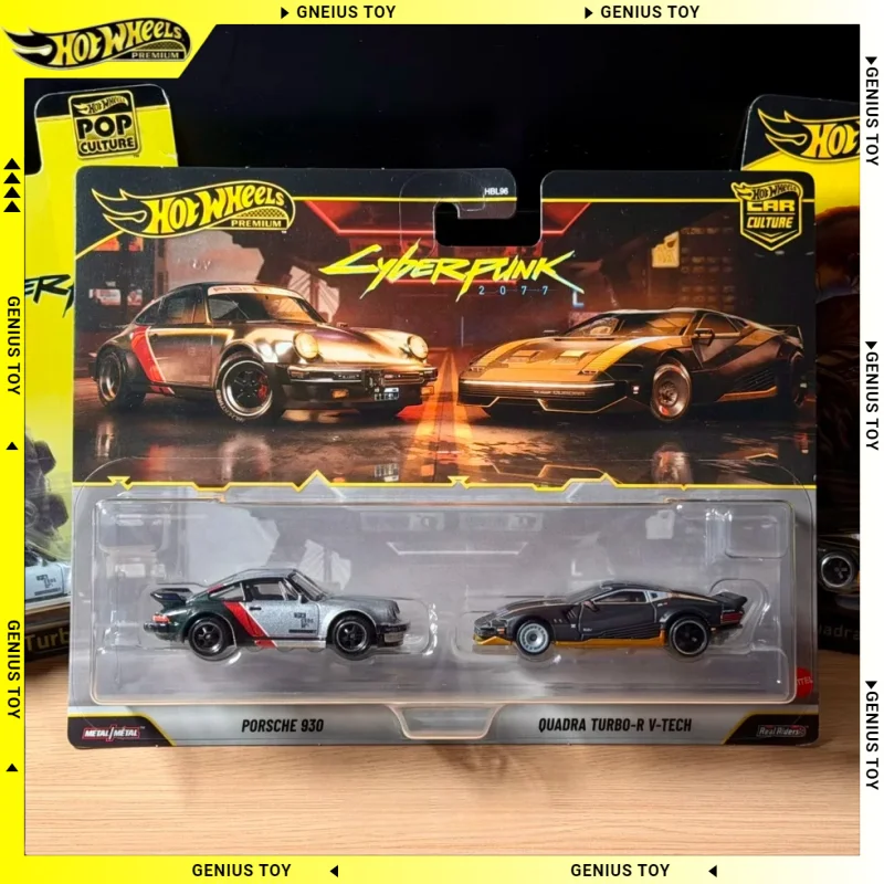 Hot Wheels Car Culture 2Pcs Set Cyberpunk 2077 Porsche 930 QUADRA TURBO-R V-TECH 1:64 Diecast Alloy Car Model Collectible
