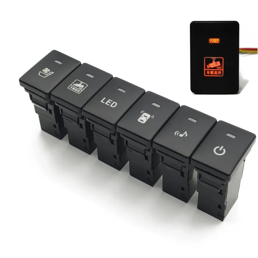 

Car Orange LED Light Music Power Camera Recorder Radar Seat Ventilation Switch Button with Wire for Suzuki Jimny 2019 2020 2021