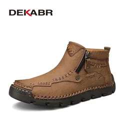 DEKABR Nuovi comodi stivaletti in pelliccia autunno inverno Scarpe casual da uomo Stivaletti in pelle di alta qualità in peluche caldo Taglie forti 48