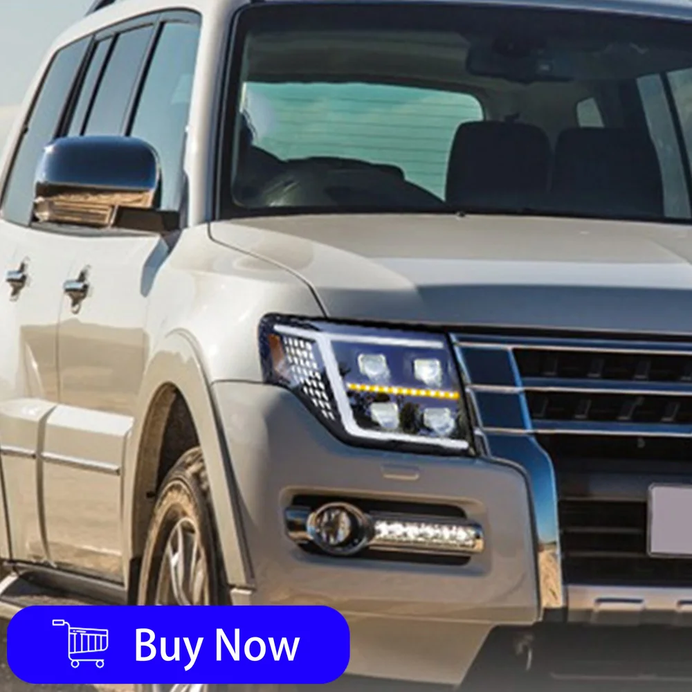 

Для Mitsubishi Pajero V93 V97 2009-2021, обновленная сборка автомобильных фар, светодиодный эффект запуска 4, аксессуары для ближнего света и дальнего света