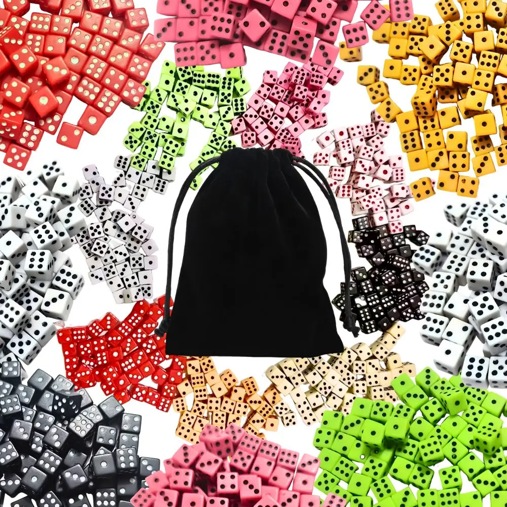 

100pcs 8mm Six Sided Dice Set, Black/White/Red Square Dice with a Black Storage Bag, For Party Table Board Games, DIY Crafts YMY
