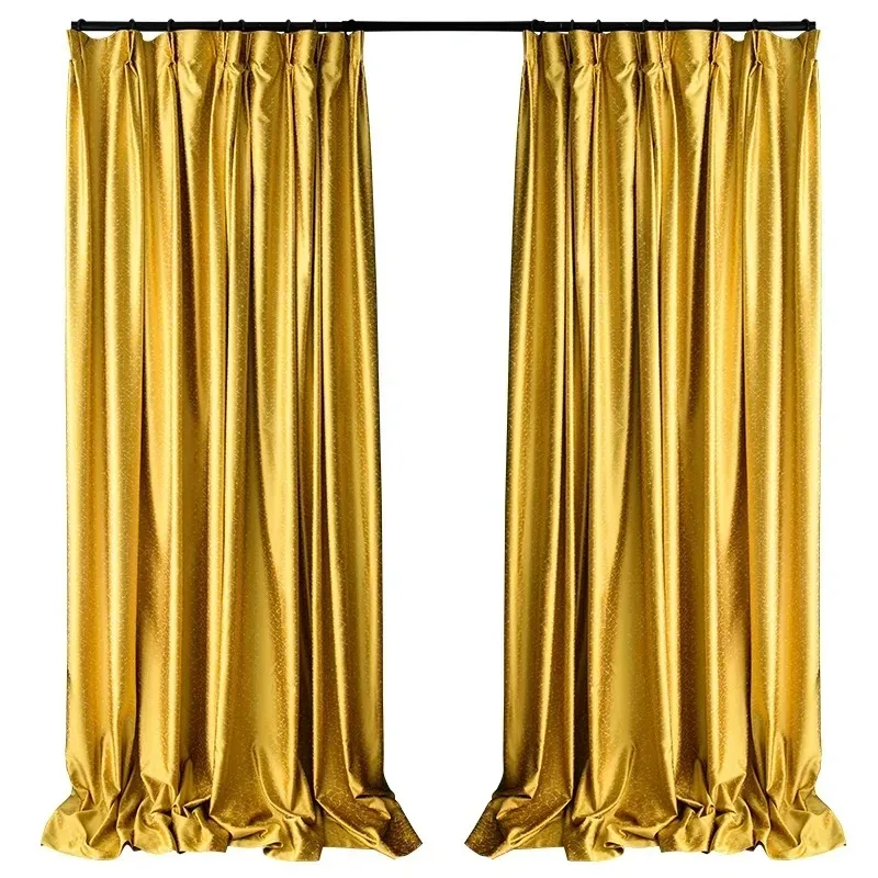 

Custom Size Luxury Golden Yellow Curtains Simple Solid Color Texture Curtains for Living Dining Room Bedroom Window White Tulle